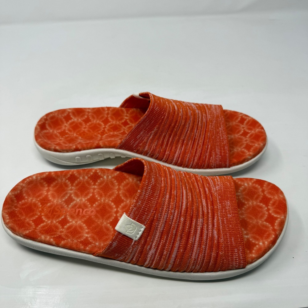 Spenco Kholo Womens 10 Orange Space Dye Knit Orthotic‎ Comfort Slide Sandals